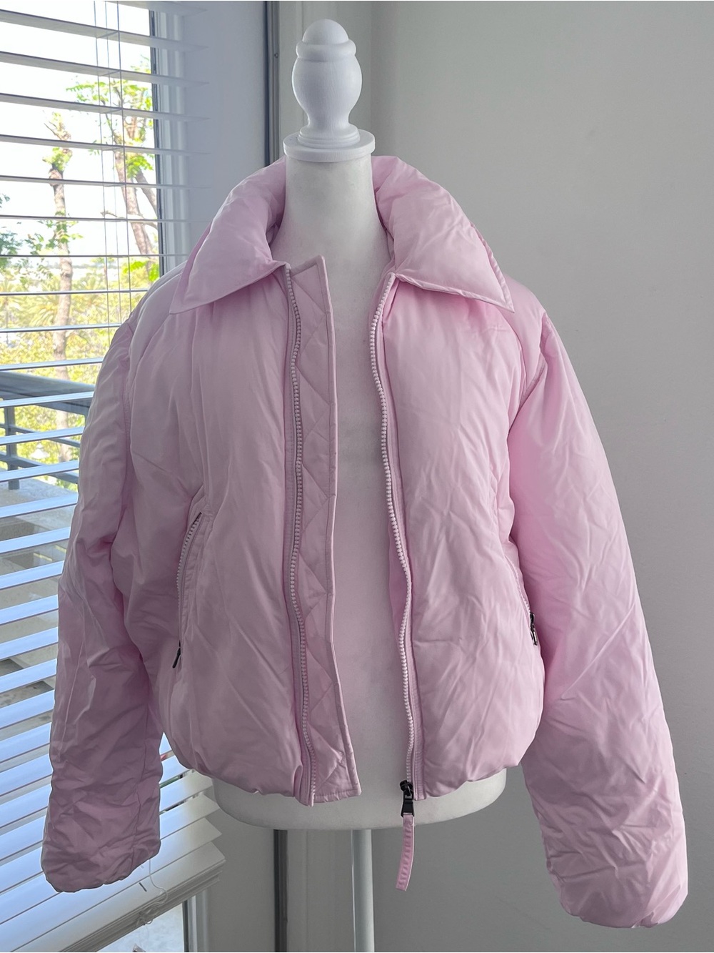 Urban Outfitters Pink Quilted Puffer Coat